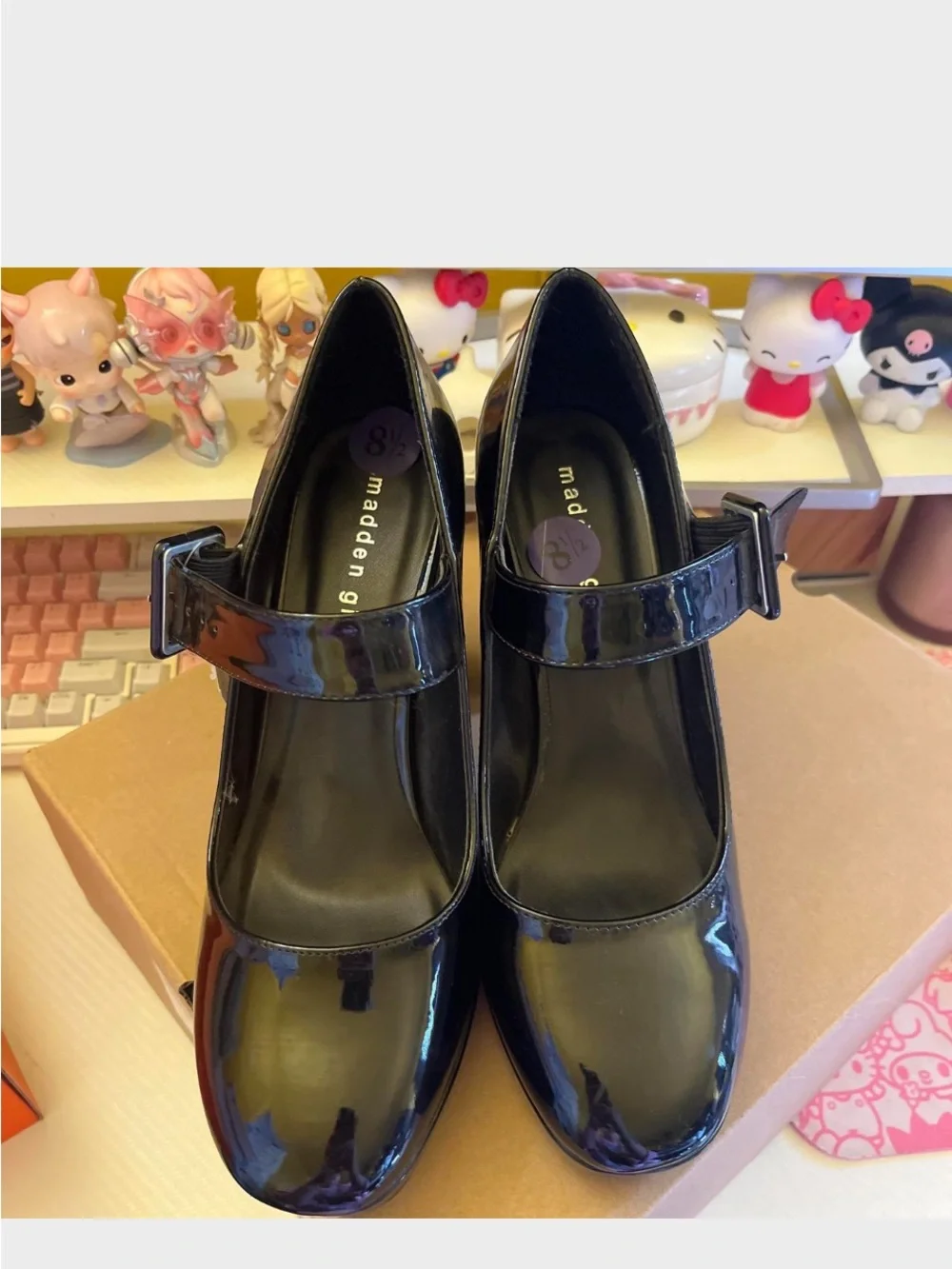 Madden Girl Black Patent Mary Jane Chunky Heels - Picture 2 of 3